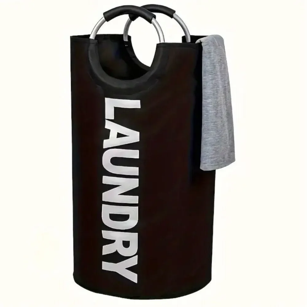 NWT Gorgeous Black 25.1ga Large Collapsible Fabric Laundry Hamper Padded Handles